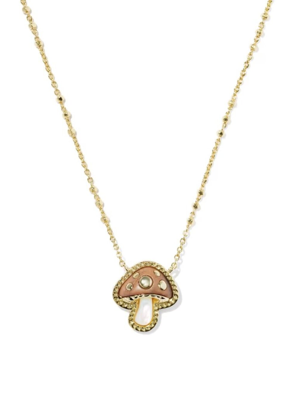 Mushroom Gold Short Pendant Necklace